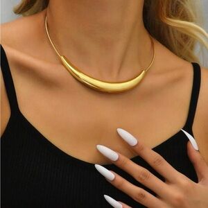 Anthropologie Chunky Gold Collar Choker Necklace